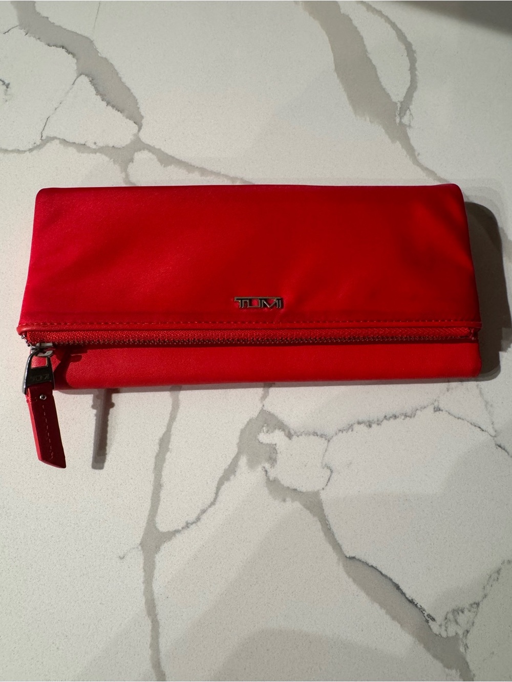 Tumi Red Fold-Over Zip Clutch